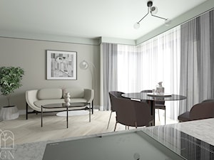 Salon z pomarańczową kuchnią - zdjęcie od FemiDesign