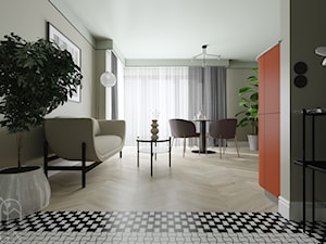 Salon z pomarańczową kuchnią - zdjęcie od FemiDesign