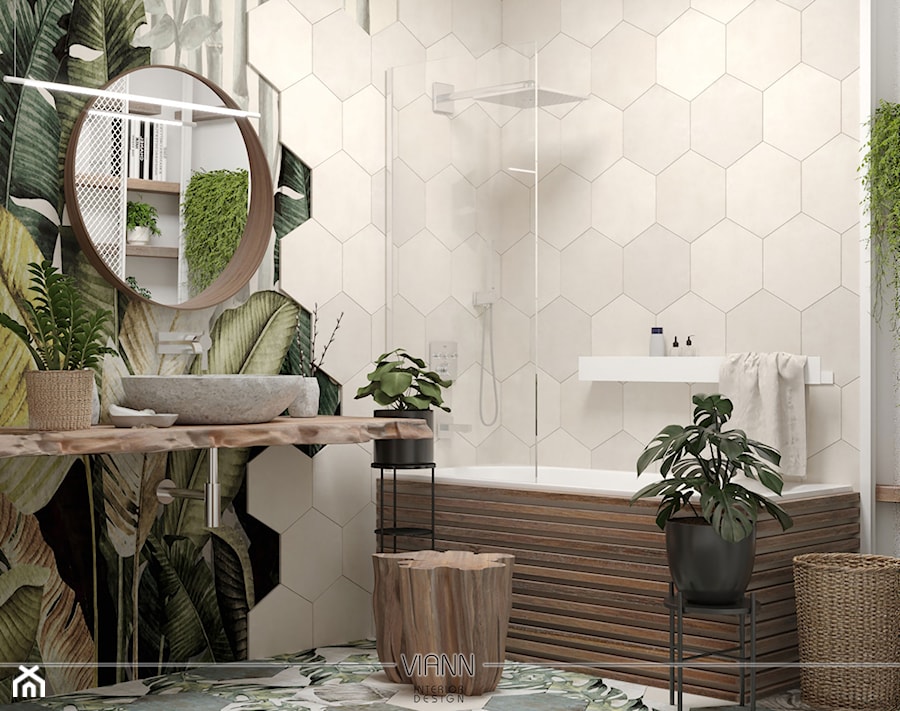 Botaniczna łazienka w Poznaniu - zdjęcie od VIANN Interior Design