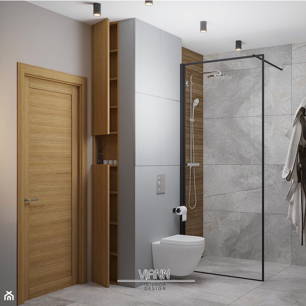 Prysznic i ukryte półki - zdjęcie od VIANN Interior Design - Homebook