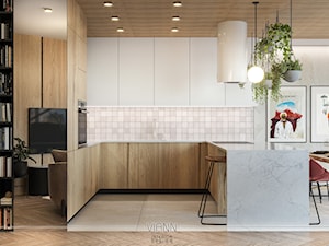 Kuchnia w bieli i jasnym drewnie - zdjęcie od VIANN Interior Design