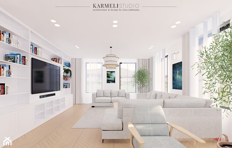 Duży salon w stylu amerykańskim - zdjęcie od Karmeli Studio