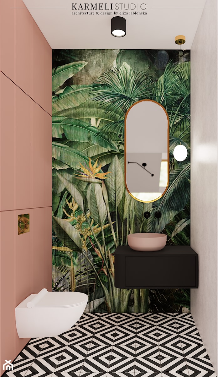 Kolorowa łazienka gościnna w klimacie tropikalnym - zdjęcie od Karmeli Studio