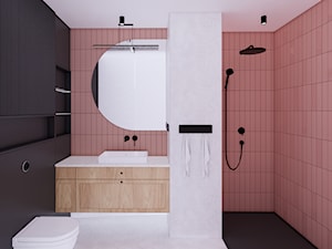 Różowa łazienka z czarnymi dodatkami - zdjęcie od Karmeli Studio