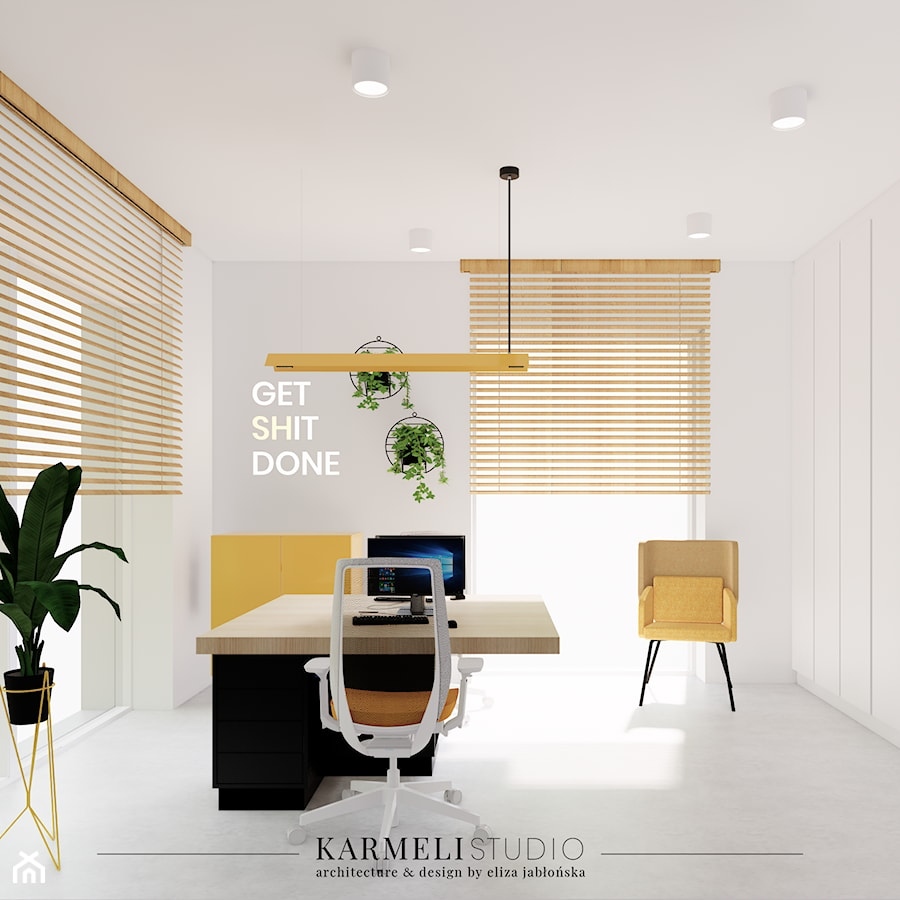 Domowe biuro z żółtym akcentem - zdjęcie od Karmeli Studio