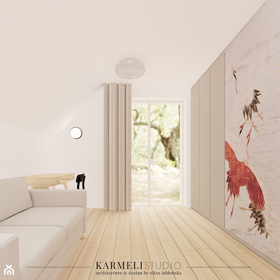 Pokój gościnny w stylu japandi - zdjęcie od Karmeli Studio