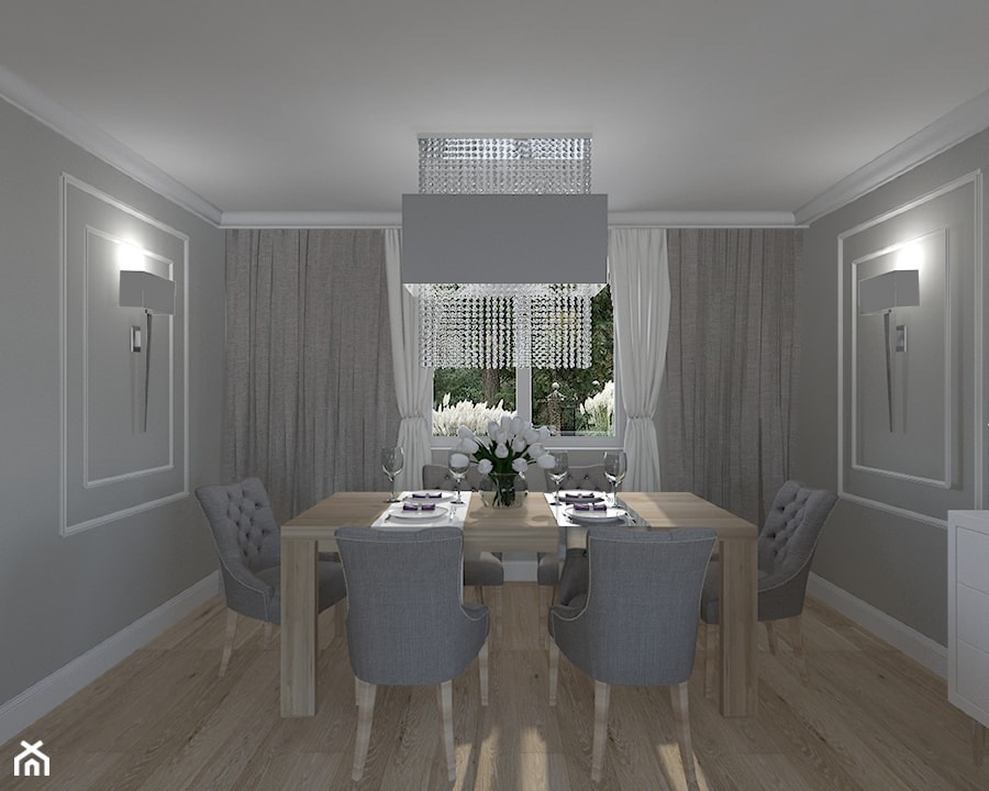 dom w stylu Hamptons - Średnia beżowa jadalnia jako osobne pomieszczenie, styl tradycyjny - zdjęcie od Aleksandra Podsiadła