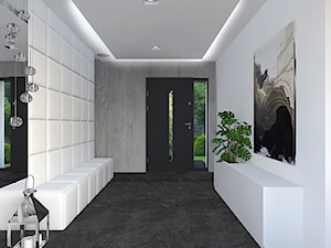 dom Rąbień - Średni biały z marmurem na podłodze hol / przedpokój, styl minimalistyczny - zdjęcie od Aleksandra Podsiadła