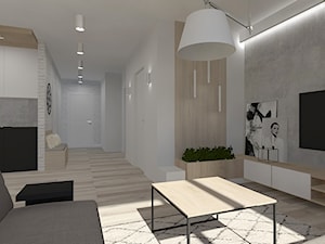 mieszkanie Skierniewice - Duży biały salon, styl skandynawski - zdjęcie od Aleksandra Podsiadła
