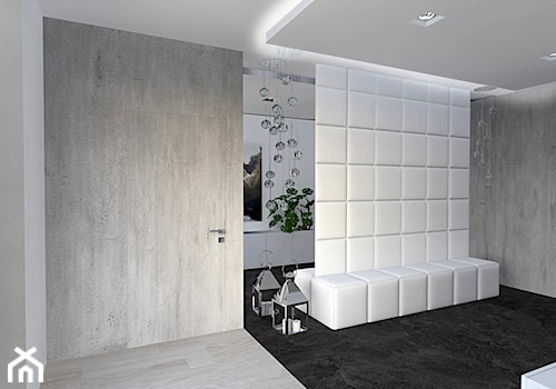 dom Rąbień - Średni biały z marmurem na podłodze hol / przedpokój, styl minimalistyczny - zdjęcie od Aleksandra Podsiadła