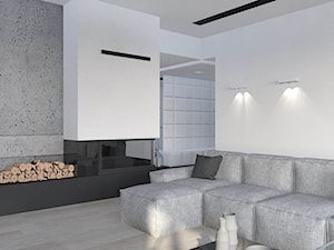 dom Rąbień - Średni biały szary salon, styl minimalistyczny - zdjęcie od Aleksandra Podsiadła