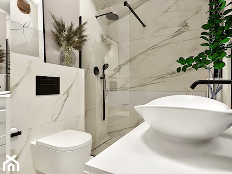 Aranżacje wnętrz - Łazienka: Mała łazienka w białym marmurze - Łazienka, styl nowoczesny - DOMZ Interior Design. Przeglądaj, dodawaj i zapisuj najlepsze zdjęcia, pomysły i inspiracje designerskie. W bazie mamy już prawie milion fotografii!