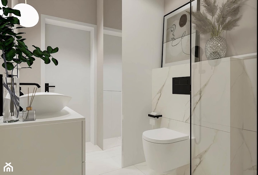 Mała łazienka w białym marmurze - Łazienka, styl nowoczesny - zdjęcie od DOMZ Interior Design