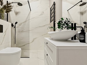 Mała łazienka w białym marmurze - Łazienka, styl nowoczesny - zdjęcie od DOMZ Interior Design