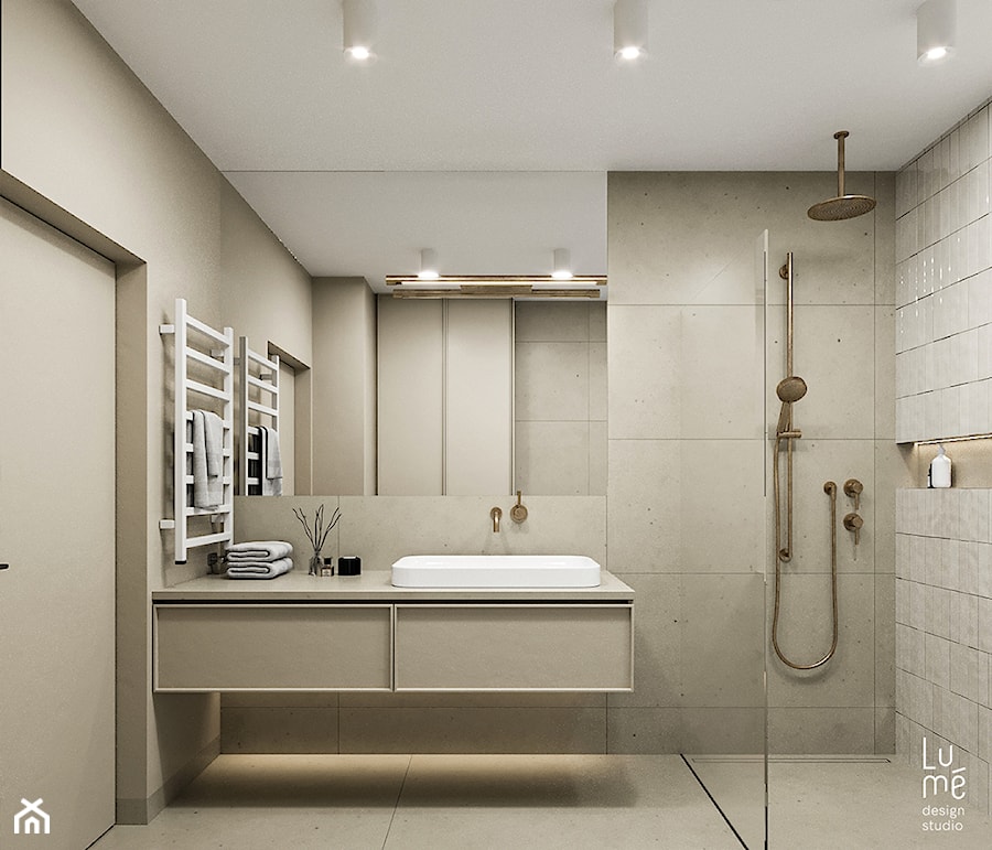 Minimalistyczna przestrzeń, wypełniona domowym ciepłem - Łazienka, styl nowoczesny - zdjęcie od Lume design studio