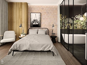 Dwie strefy, z akcentem loftowym - Sypialnia, styl industrialny - zdjęcie od Lume design studio