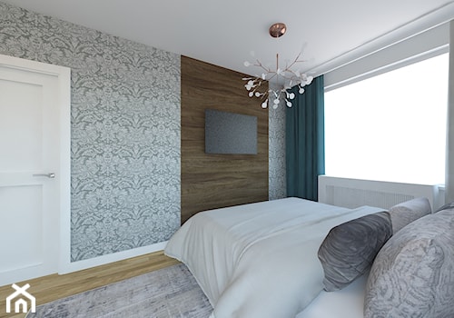 Gdynia Wielki Kack - Mała biała szara sypialnia, styl nowoczesny - zdjęcie od MEBLOŚCIANKA STUDIO