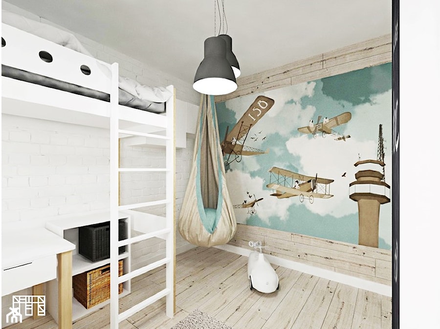 Mieszkanie Warszawa - Średni biały zielony pokój dziecka dla dziecka dla chłopca, styl skandynawski - zdjęcie od MEBLOŚCIANKA STUDIO