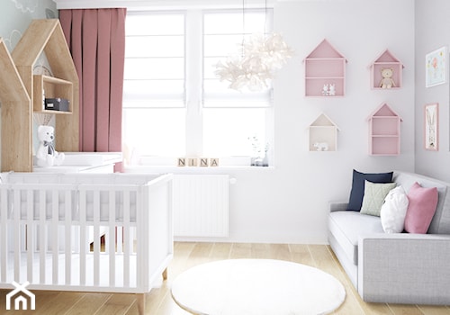 Gdynia Merano Park - Średni biały szary pokój dziecka dla niemowlaka dla dziewczynki, styl skandynawski - zdjęcie od MEBLOŚCIANKA STUDIO
