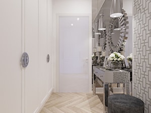 Apartament - Mechelinki - Średni biały szary hol / przedpokój, styl glamour - zdjęcie od MEBLOŚCIANKA STUDIO
