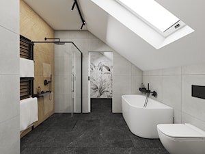 Łazienka z pralnią na poddaszu w domu jednorodzinnym - zdjęcie od Magda Ciurkot Architektura Wnętrz