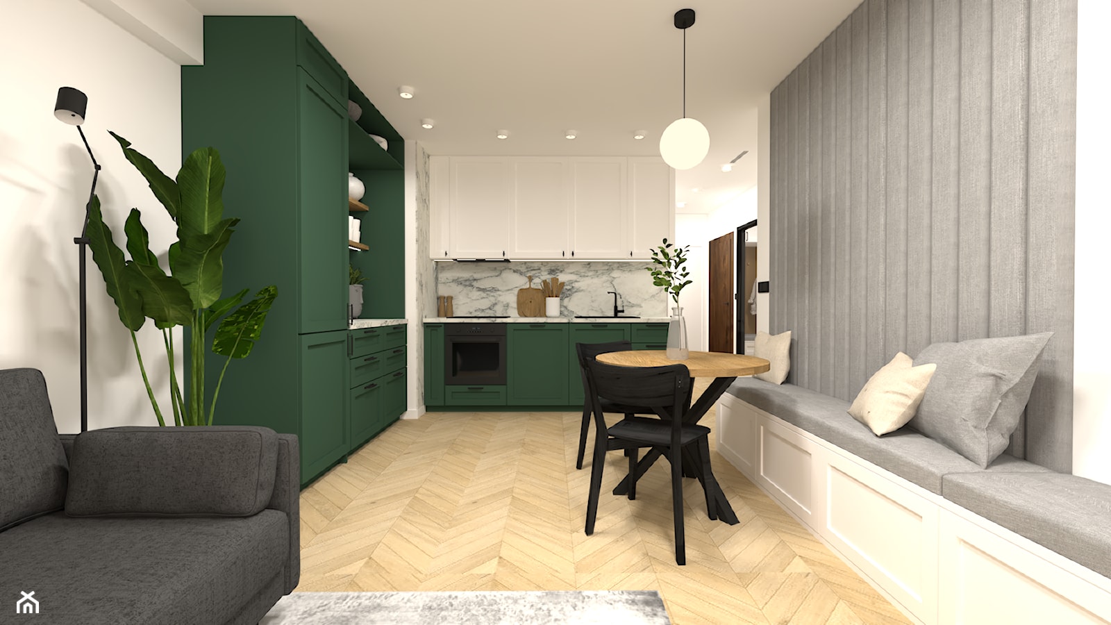 Mieszkanie z zieloną kuchnią - zdjęcie od Magda Ciurkot Architektura Wnętrz - Homebook