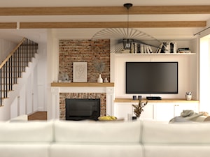 Ściana kominkowo-telewizyjna w salonie - zdjęcie od Inne Wnętrza