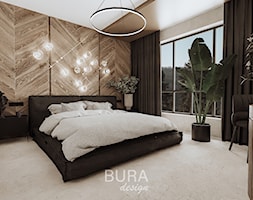 Sypialnia / Międzyzdroje - Duża brązowa szara sypialnia, styl nowoczesny - zdjęcie od BURA DESIGN - Homebook