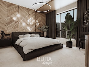 Sypialnia / Międzyzdroje - Duża brązowa szara sypialnia, styl nowoczesny - zdjęcie od BURA DESIGN