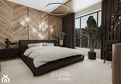 Sypialnia / Międzyzdroje - Duża brązowa szara sypialnia, styl nowoczesny - zdjęcie od BURA DESIGN
