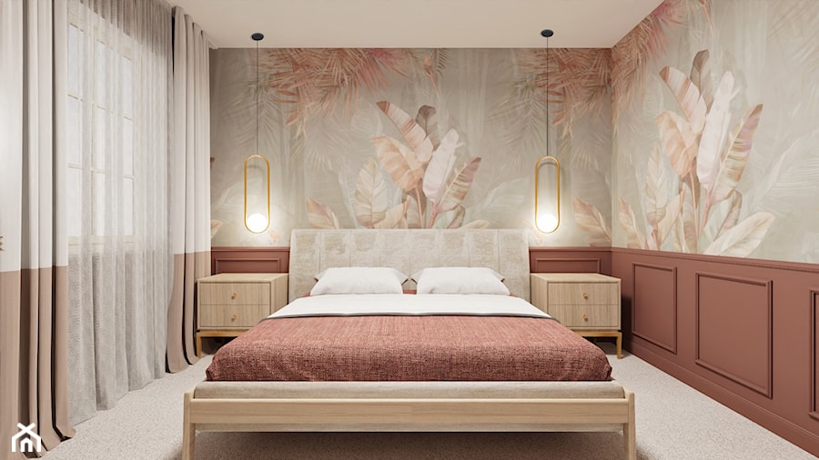 Sypialnia z tapetą - Sypialnia, styl nowoczesny - zdjęcie od Studio Sto