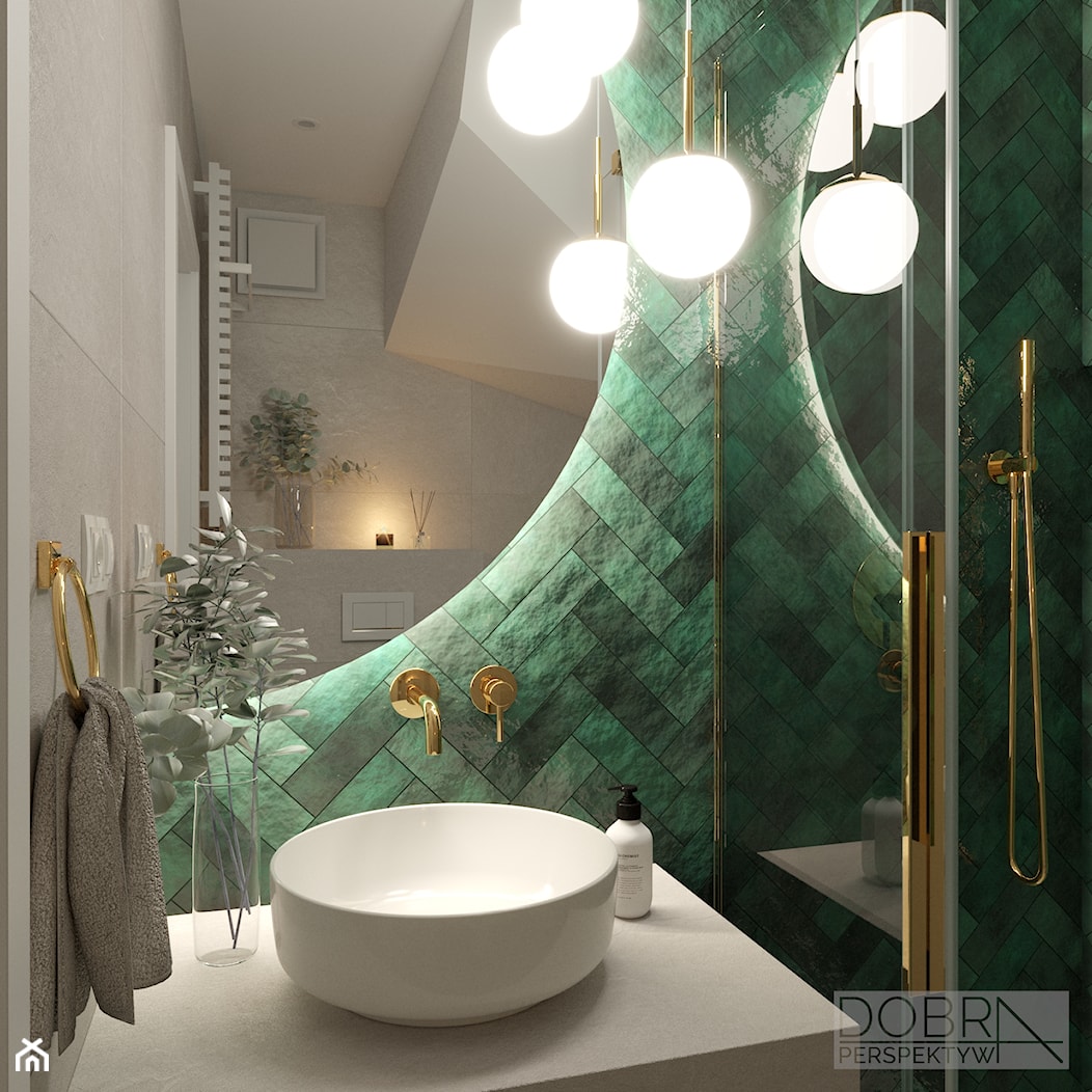 "Moss green" - łazienka z zielonym akcentem - Łazienka, styl nowoczesny - zdjęcie od DOBRA PERSPEKTYWA projektowanie wnętrz - Homebook