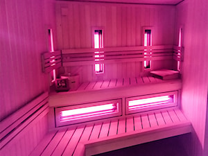 Sauna łączona fińska oraz infrared z prysznicem w środku pomieszczenia