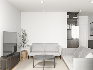 Biel i ciemne drewno. Klasyk - Salon, styl minimalistyczny - zdjęcie od MOIA studio