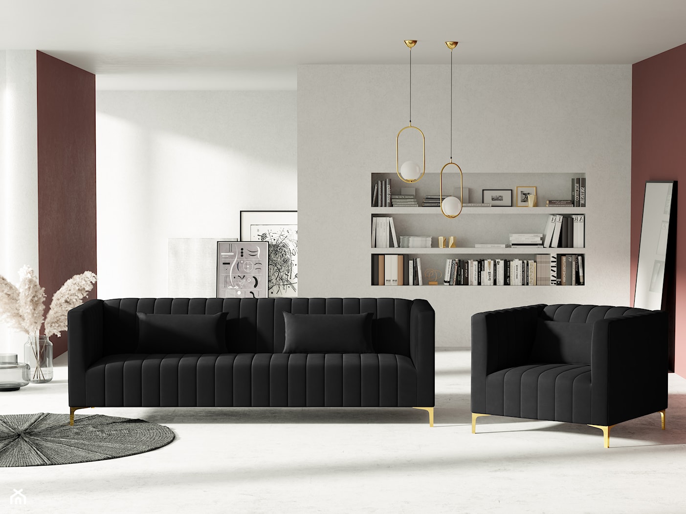 Sofa ANNITE czarna ze złotą podstawą - zdjęcie od Eye on Design - Homebook
