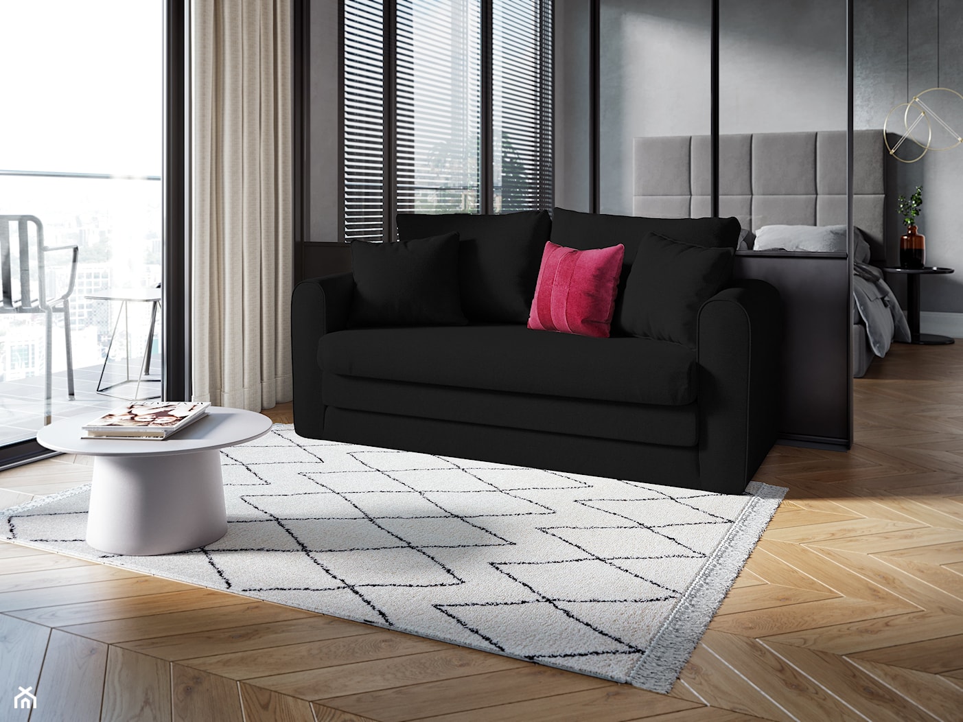 Sofa z funkcją spania LIDO czarny - zdjęcie od Eye on Design - Homebook