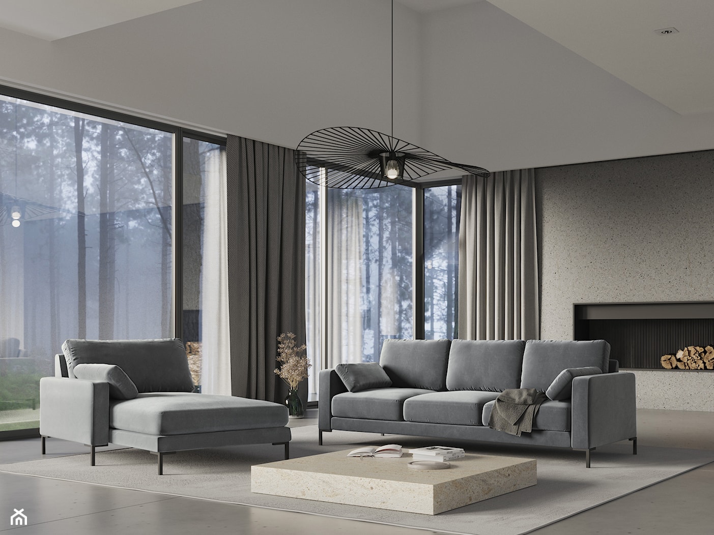 Sofa aksamitna 3-osobowa JADE szara - zdjęcie od Eye on Design - Homebook