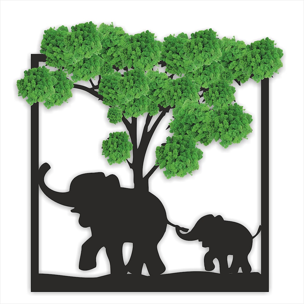 Obraz z mchem "Drzewko szczęścia i słonie” - zdjęcie od Kornik Meble i dekoracje do wnętrz - Homebook