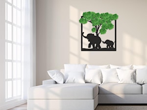 Obraz z mchem w salonie "Drzewko szczęścia i słonie” - zdjęcie od Kornik Meble i dekoracje do wnętrz