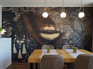 Cudowna przemiana - Mała beżowa brązowa czarna jadalnia w salonie, styl nowoczesny - zdjęcie od Zrób Mi Wnętrze