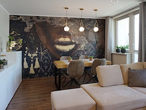 Cudowna przemiana - Średnia biała brązowa szara jadalnia w salonie, styl nowoczesny - zdjęcie od Zrób Mi Wnętrze