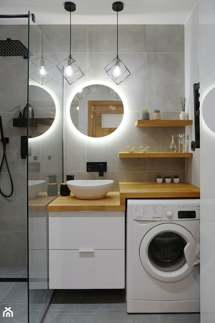 Cudowna przemiana - Mała z pralką / suszarką łazienka, styl industrialny - zdjęcie od Zrób Mi Wnętrze - Homebook