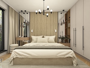 Sypialnia z tapicerowaną ścianą - zdjęcie od piękno stylu