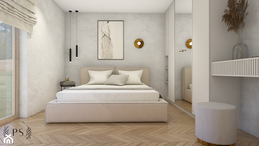 Jasna minimalistyczna sypialnia - zdjęcie od piękno stylu