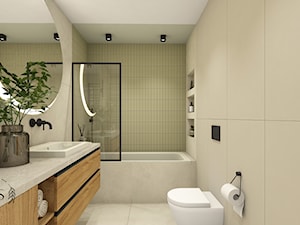 Łazienka z zielonym akcentem kolorystycznym - zdjęcie od piękno stylu