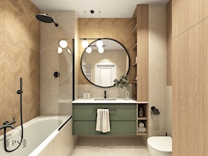 Łazienka z okrągłym lustrem - zdjęcie od piękno stylu