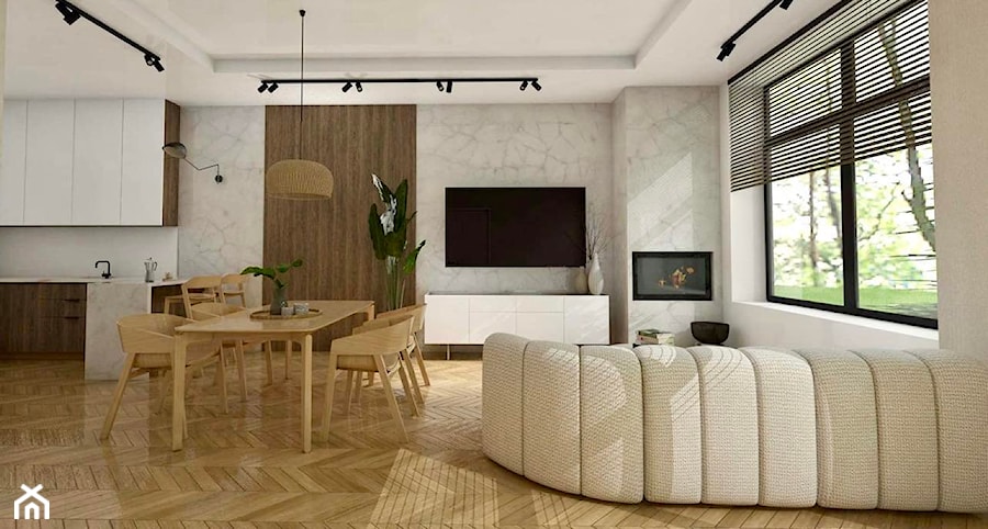 Mieszkanie z drewnem i bielą - Salon, styl nowoczesny - zdjęcie od piękno stylu