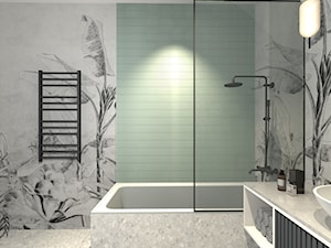 Łazienka w stylu nowoczesnym z mozaiką w miętowym odcieniu zieleni. - zdjęcie od piękno stylu