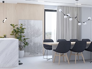 D557 Dom w Bibicach - Średnia beżowa jadalnia w salonie, styl nowoczesny - zdjęcie od Mist Architects