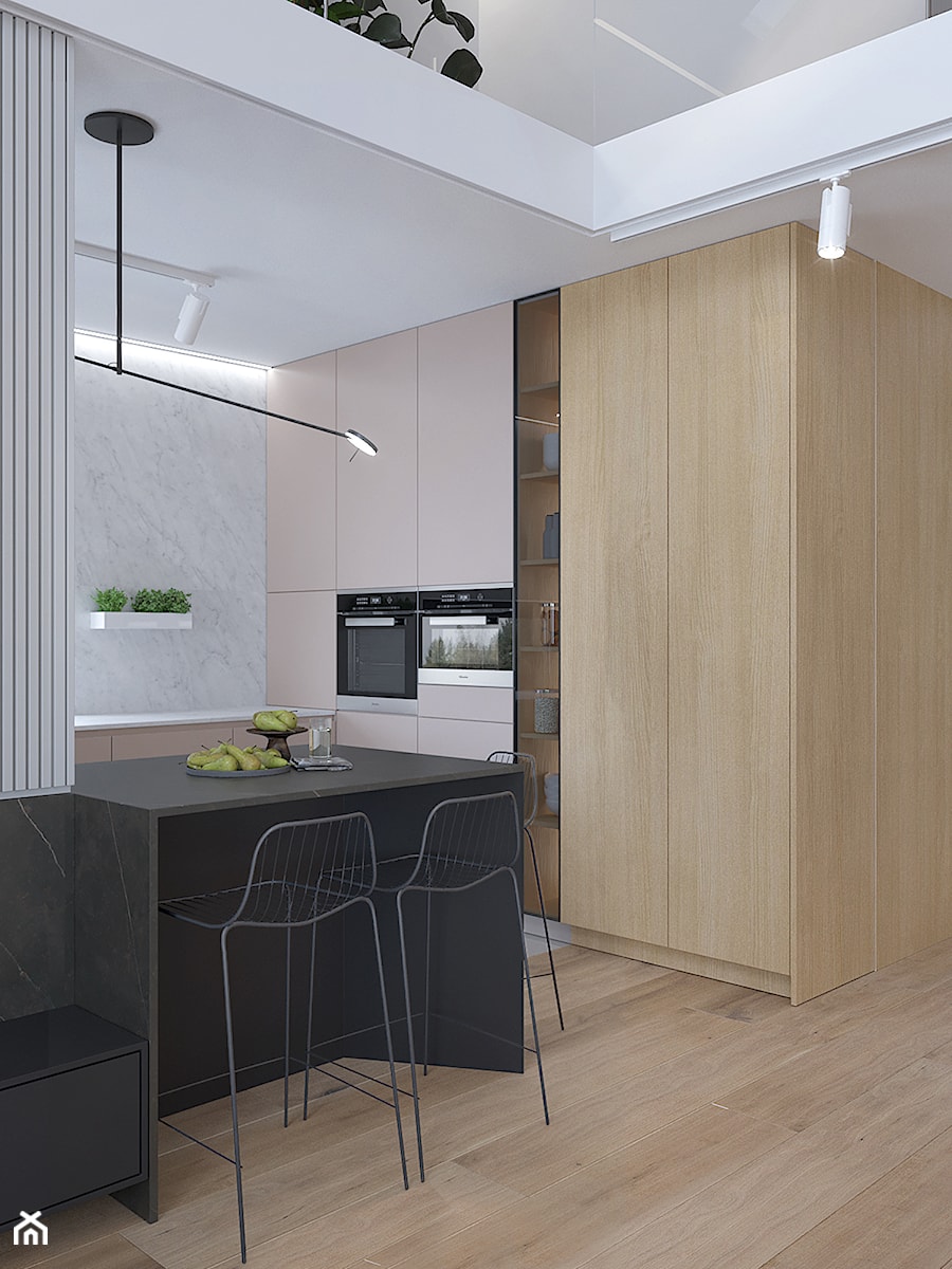 D428 Dom z antresolą w Rudzie Śląskiej - Kuchnia, styl nowoczesny - zdjęcie od Mist Architects